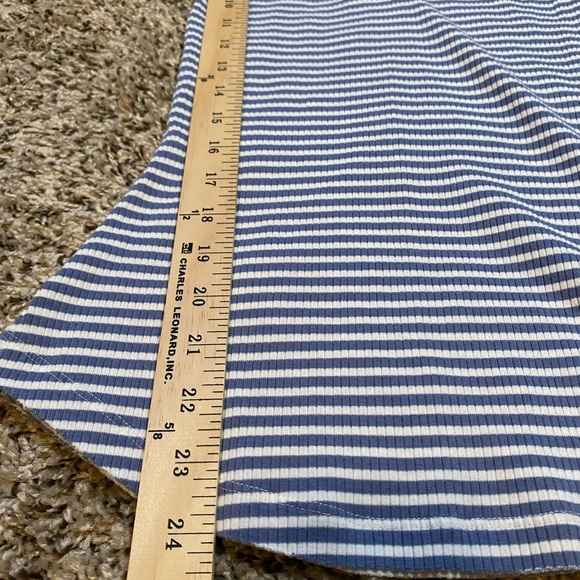 Free People Blue & White Striped Short Sleeve V Neck - Picture 5 of 8